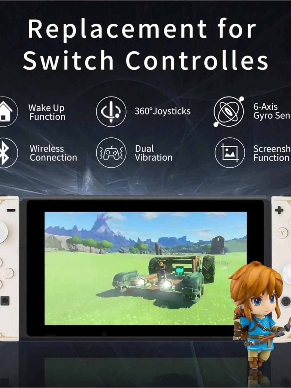 Nintendo Compatible Joy-Con Controller Pair - White with Gold Accent